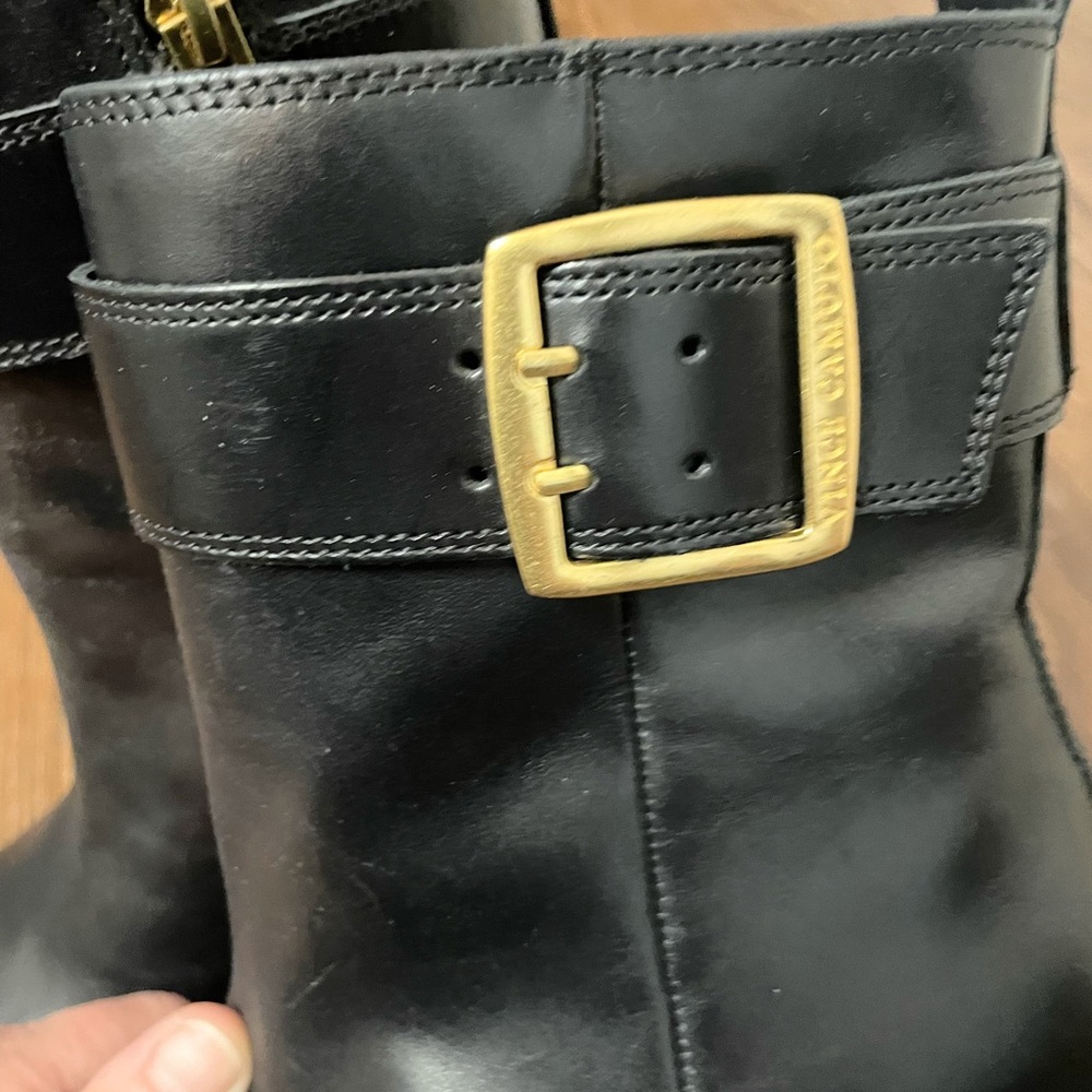 Vince Camuto Bembonie Leather Moto Boots Black Quiet Luxury Size 5 NWOT - Picture 4 of 10